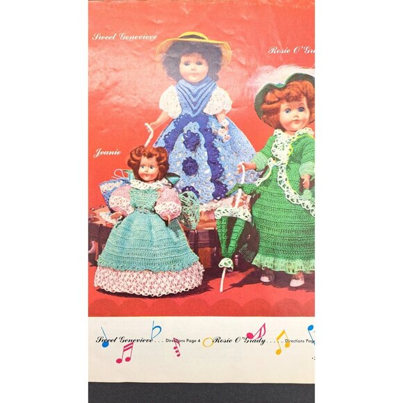 Vintage Crochet Pattern Book 1952 Dolls Old American Songs Coats Clark Book 292 - Picture 4 of 8